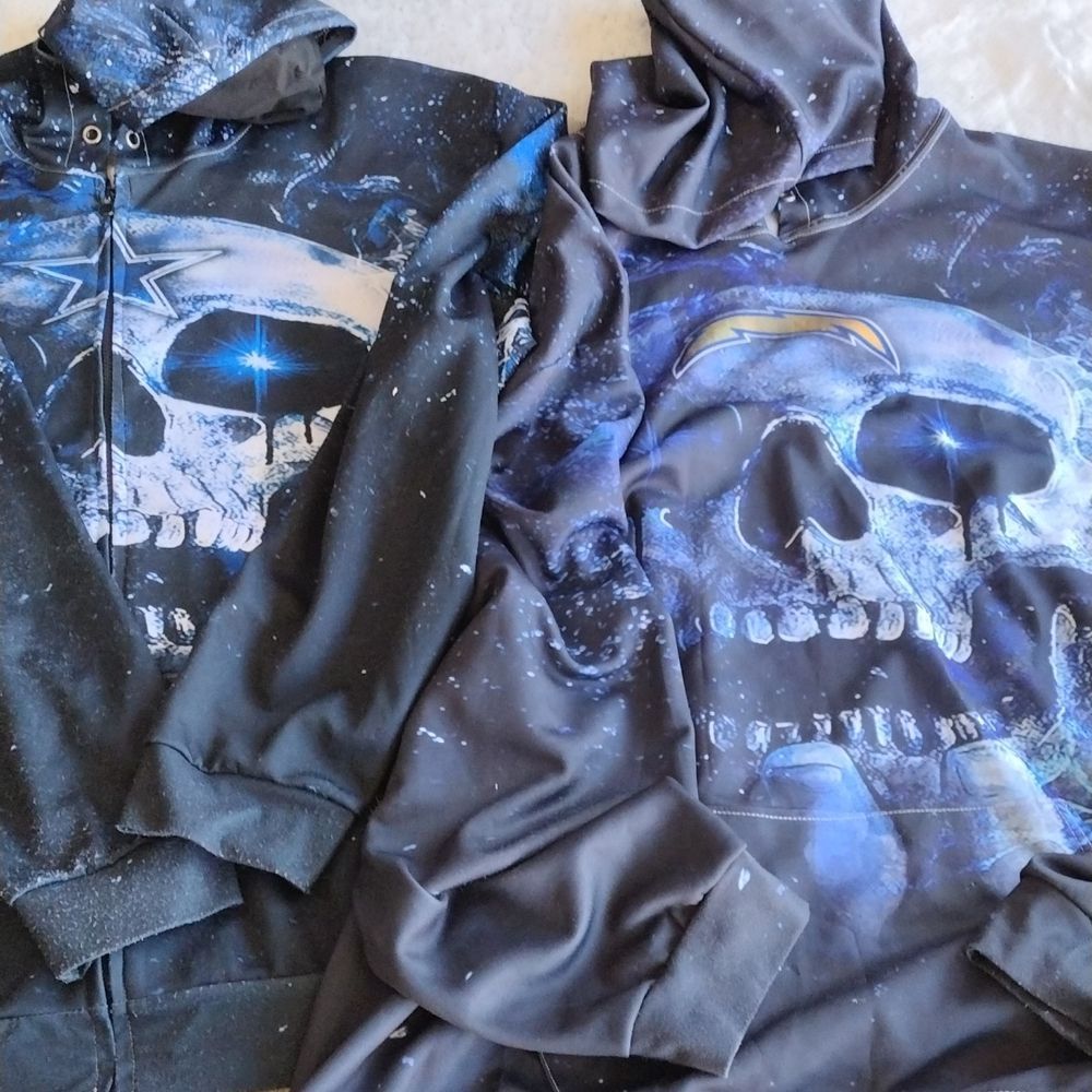 San Diego Chargers Dallas Cowboys Skull  Pullover Zip Up Hoodie Bundle